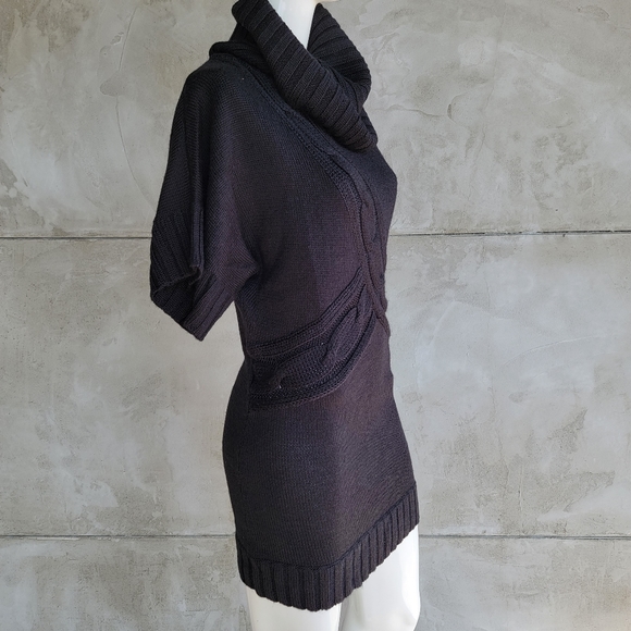 NWOT Bebe Oversize Cowl Neck Short Sleeve Sweater Dress Tunic Sz S - Picture 10 of 12